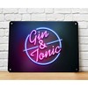 Gin & Tonic bar Sign - Neon effect Metal Sign