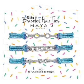 Blue Sparkle Elastic Kids Bracelet Hair Tie in White