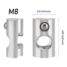 ZEONHEI Pack of 50 T-Slot Nuts M8 Aluminium Solar Slot Nut Sliding Nut Thread Slot Nut Ball M8 for Solar PV Module Clamp for Module Mounting Solar Module Holder of 40 x 40 Aluminium Profiles