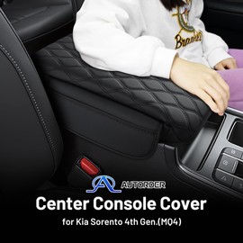 Autorder Center Console Cover for 2021-2025 2026 Kia Sorento Accessories Armrest Cushion Cover Nappa Leather Middle Console Covers Sorento Console Cushion Pad Anti-Scratch
