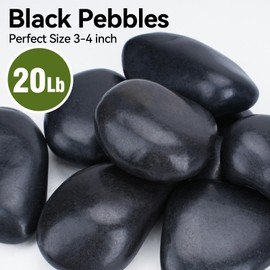 Pulovin 20 lbs Black Stones for Planters, 3-4 Inch Black Landscape Rock