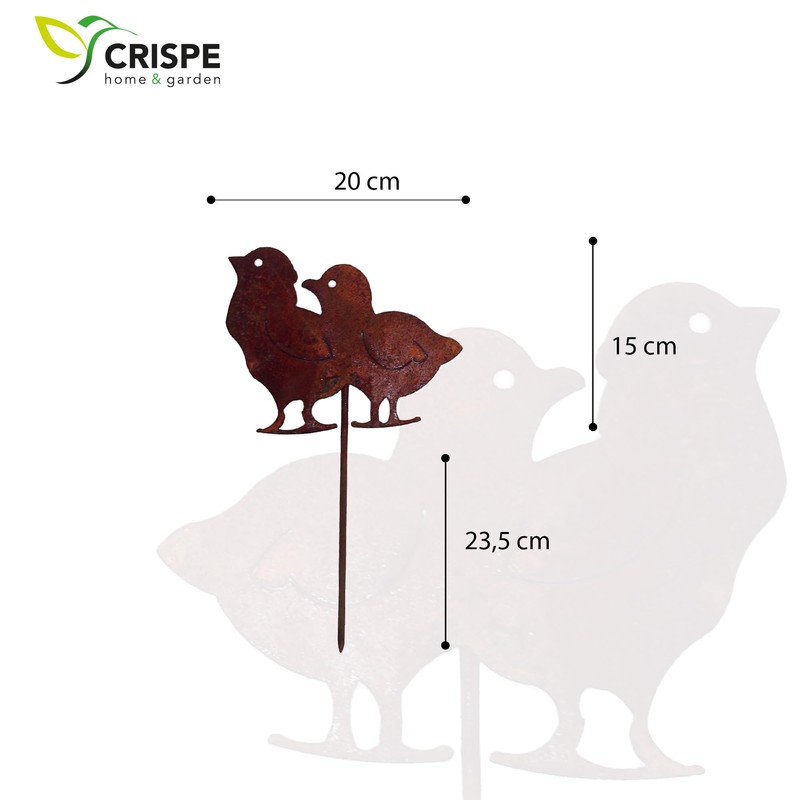 Crispe Garden Stake Decoration Patina Chick Metal Rusty Decorative Figure