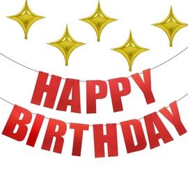 BIEUFBJI Red Happy Birthday Banner - Birthday Party Decorations - Girls Boys Birthday Decorations-Happy Birthday Banner
