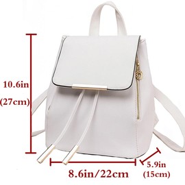 FiveloveTwo Womens Girls Fashion Backpack Rucksack PU Leather Purse Shoulder Hobo Bag Satchels Top-Handle Bags Off White