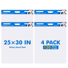 maxtek Sticky Easel Pad 25"x30", Large Flip Chart Paper with 4 Packs of 30 Sheets/Pad, Upgraded Big Anchor Chart Flip Paper with Sticky Back, Self-Stick Easel Paper for Walls