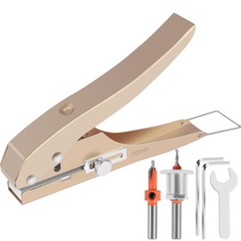 Foribyw Single Hole Punch with Countersink Drill & Wrench, Heavy Duty Hole Edge Banding Punching Plier Handheld Metal Punching Tool for Photos Paper PVC Cards Office Crafting(10mm)