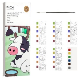 Mini Paint Pad,Mini Watercolour Paint Pad,Portable Pocket Watercolour Painting Book,Cute Watercolor Paints Set,Travel Paint Set Watercolor Coloring Books with Paintbrush&Palette(Meadow World)