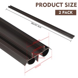 2 Pcs 36 Inch Vinyl Replacement Under Door Seal Replacement Door Bottom with Vinyl Fins Weatherstrip Draft Blocker Adjustable Under Door Bottom Seal with Drip Cap Fits Gaps (Brown-B)