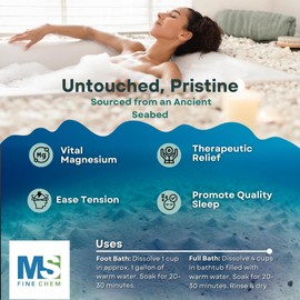 Magnesium Bath Flakes,1.65lb, Great for Foot & Body Bath Soaks, Natural Magnesium Chloride Minerals, Better Absorption Over Epsom Salt, Relaxation & Skin Hydration Support.