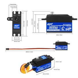 WOAEIUOS 20kg Low Profile Servo RC Digital Servo High Torque Full Metal Gear & Steering Servo Arm for 1/10 RC Car Tamiya Kyosho On-Road Touring Drift Car/Robot/Boat