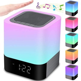 Gallstep Night Lights Bluetooth Speaker, Alarm Clock Bluetooth Speakers Touch Sensor Bedside Lamp Dimmable Multi-Color Changing Bedside Lamp, MP3 Player, Wireless with Lights