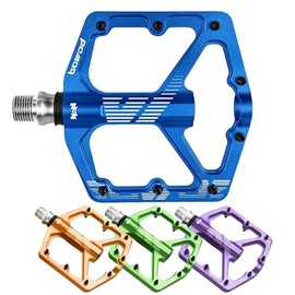 Pedales de MTB planos, pedales de bicicleta de grava planos, pedales de plataforma de aleación de aluminio CNC ligero con 3 rodamientos de husillo Cr-Mo, pedales de bicicleta con agarre con 16
