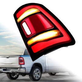 LeeMas Fits for 2019-2024 Dodge Ram 1500 with Blind Spot LED Tail Light Assembly Rear Brake Running Turn Signal Reverse Lamp, Clear Red Lens Right Passenger Side 68262530AG CH2801219