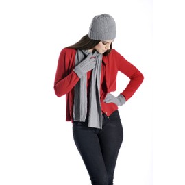 Cashmere Boutique: Unisex 100% Pure Cashmere Scarf, Hat and Gloves Set (Color: Dark Brown, Size: One Size)