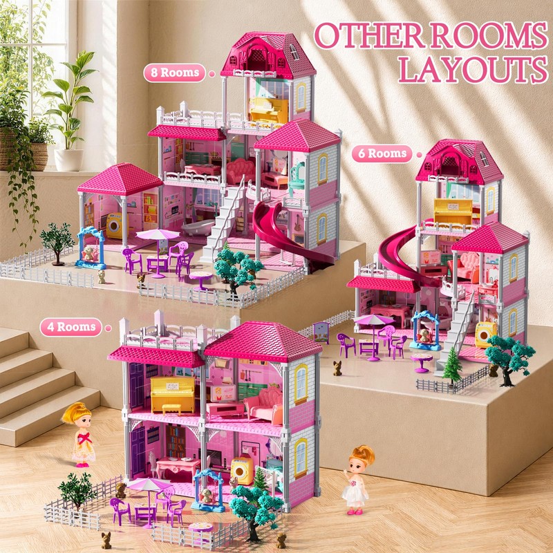 JUKUDAHU 4-Story Villa Playset for Girls Ages 3-8 - 11