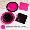 Grencian 200 Pcs Hot Pink and Black Birthday Decorations Hot