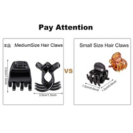 WENJESO Black 1.4 inches (3.5 cm), High Ponytail Clip, Hair Secure, Small, Shark Clip, DIY Parts, Women's Hair Accessories, 6P