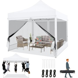 Hoteel 10x10FT Pop-Up Canopy Party Tent Gazebo w/ Mosquito Netting Outdoor Garden Patio