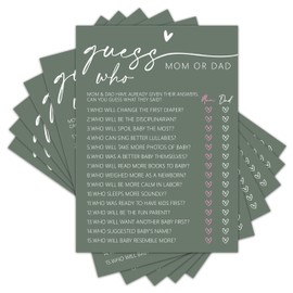 TIRYWT Guess Who? Game Cards, Baby Shower Games Cards, Minimalism Boy or Girl Baby Gender Reveal Party Favors Decorations and Supplies, 25 Pcs Double-Sided - B01