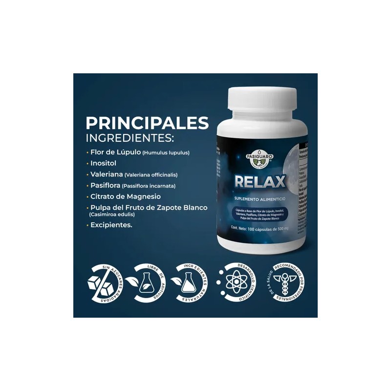 Pastillas Naturales Dormir 100 Cápsulas Pasiflora Valeriana