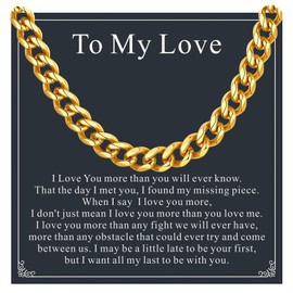 Supcare 14K Gold Plated Chain Stainless Steel Necklace for Men 6mm Cuban Link Chain 20 Inch Necklace Bf Gifts for Birthday