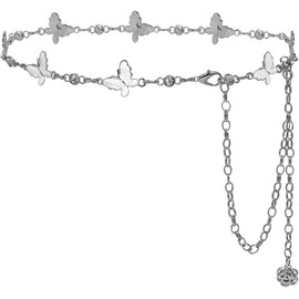 HIQUACC Metal Waist Chain Body Belly Belt Chains Jewelry Accessories for Women Girls (White-S)