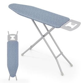 Giantex Ironing Board with Iron Rest, 48'' x 13.5'' Carbon Steel Iron Board with 4 Layer Heat Resistant Cover & Pad, 7 Adjustable Heights, Folding Heavy Duty Ironing Boards for Laundry Room, Gray