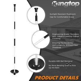 KINGTOP Golf Flagpole with Ball Retrieval, Portable Two-Section Design, Stylish Black & White Striped Coated - Perfect for Home Putting Greens & Golf Clubs, 3-Pack