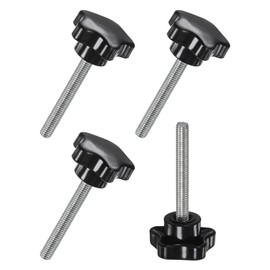 M METERXITY 4pcs Star Clamp Knobs M6x45mm Male Thread Hand Tightening Screws for Machinery Electronics Furniture Umbrella Stand Machine Handle Replacement [31mm Black]