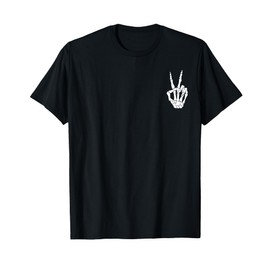 Skeleton Hand Peace Sign Bone Pocket Skeleton T-Shirt