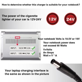 18,5V 3,5A 65W Adaptador Cargador de Coche para Portátil Compatible con Compaq Presario CQ20 CQ21 CQ23 CQ31 CQ32 CQ35 CQ36 CQ41 CQ42 CQ43 CQ50 CQ50T CQ50Z CQ56 CQ57 CQ58 CQ60 CQ62 CQ70 CQ71