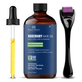 Botanic Hearth Rosemary Oil for Hair Growth | Strengthening Biotin, Jojoba, Castor Hair Growth Oil for frizzy hair | Dry, Damaged Scalp Treatment | Color Safe | All Hair Types | 2 oz (+ Derma Roller)
