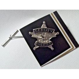 Unbranded NEW NOS  Police DEPUTY SHERIFF Uniform Tie Pin Black Enamel Silver Tone