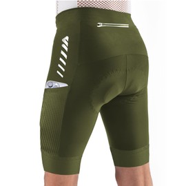 Wulibike Cycling Shorts Mens Padded,Quick Dry & Breathable Bike Shorts with Reflective Strips and Pockets for Road Cycling 1-OliveGreen L