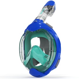 G2RISE® Children's Snorkel Mask, Full Mask, 6-10 Years, Foldable Snorkel Mask with Camera Position (Blue Green)