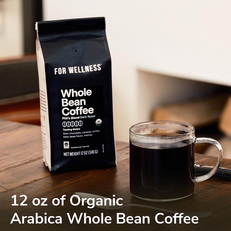 For Wellness Organic Arabica Whole Bean Coffee (12 oz, Medium