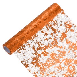 sourcing map Orange Table Runner Roll 11.4" x 108" Sequin Foil Metallic Mesh Table Runner Decor Table Decorations for Wedding, Birthday Party, Christmas, New Year