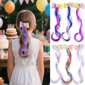 6-Pack 14-Inch Two-Tone Bow Hair Clips for Girls – Colorful Long Ribbon Hair Accessories – Cute Alligator Clip Bows for Kids – Great for Parties, Holidays & Gifts