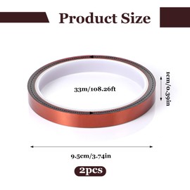 Wanmu 2 Rolls 10mm X 33m 108ft Heat Tape, Adhesive Vinyl Heat Resistant Tape for Sublimation, Insulation Temperature Transfer Press Tapes for Electronics Soldering, Circuit Board, No Residue