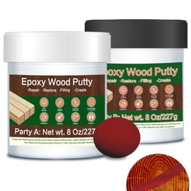 Epoxy Wood Filler - 16 oz Dark Red Epoxy Putty, 2 Part Epoxy Wood Putty for Wooden, Metal, Plastic, Glass, Ceramic Crack Repairing and Bonding, DIY Sculptures, Wood Filler Repair Kit