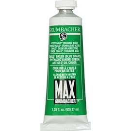 Grumbacher Max Water Miscible Oil Paint, 37ml/1.25 oz, Thalo Green (Blue Shade)