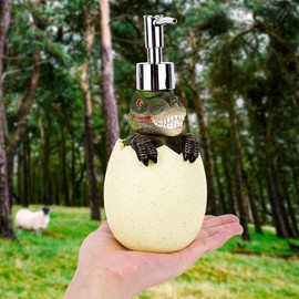 BUNCHBRAVO Dinosaur Egg Soap Dispenser | 19oz Vinyl Hand Soap Pump Bottle | Fun Dino Bathroom Decor for Home, Kitchen, or Office | Tyrannosaurus Design