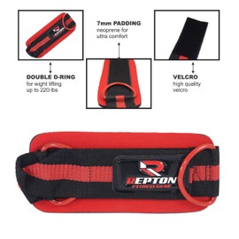 Repton Fitness Gears Adjustable Ankle Straps for Glutes Kickback - Stainless Steel D Ring - Cable Machine Attachments for Leg Extensions and Hip Abductors - Neoprene Support - Unisex Design