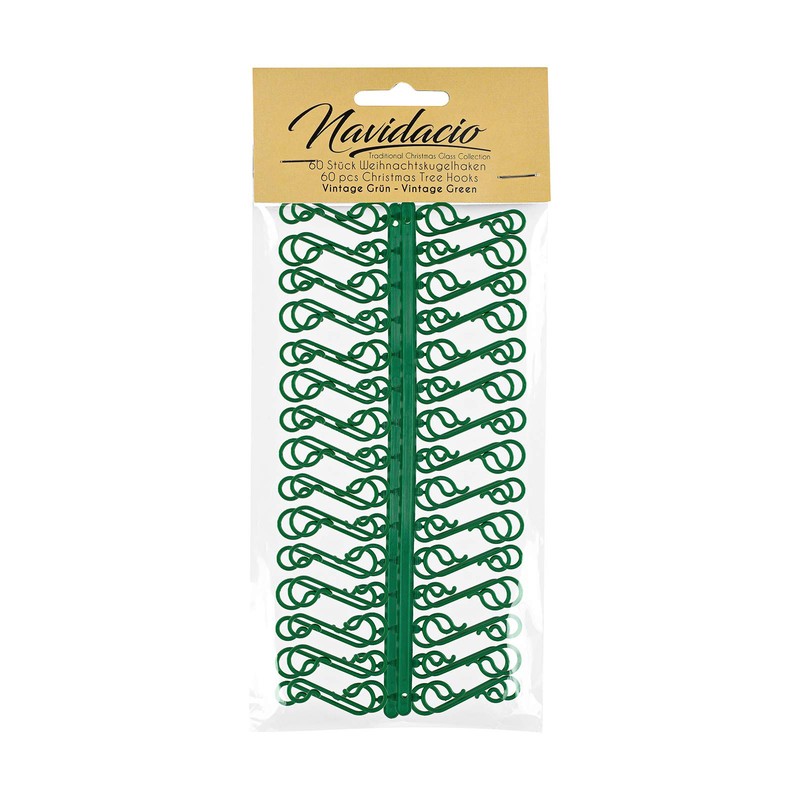 Pack of 60 Christmas Baubles Hooks Green Vintage Hanger Christmas