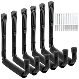 Garage Storage Jumbo Arm Hook Heavy Duty Wall Mount Organizer Utility Garden Hanger with EVA Protector (6 Pcs 8" J Hooks)