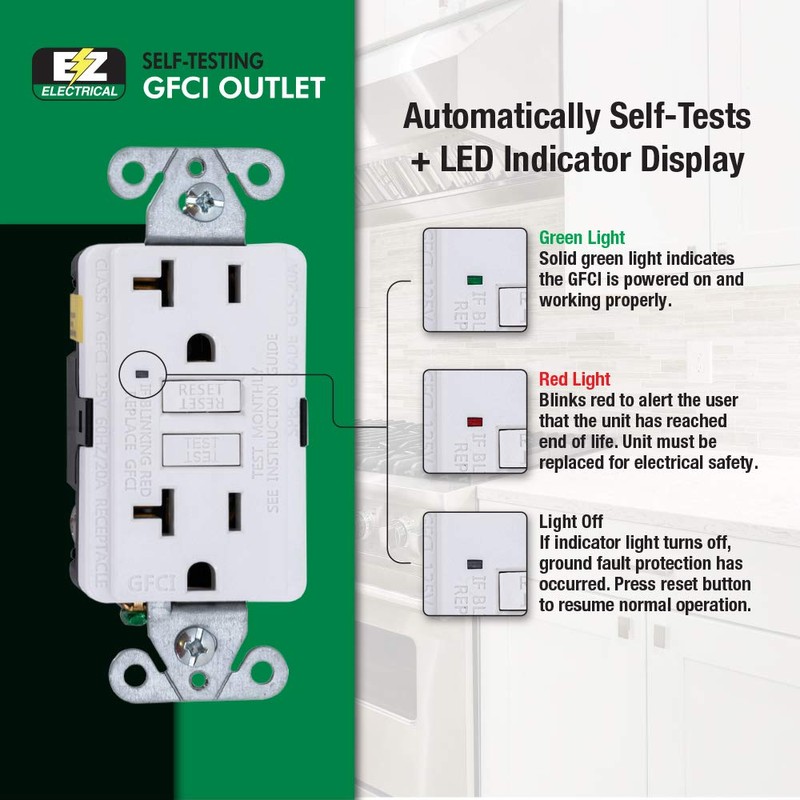 Eastman Ground Fault Circuit Interrupter, 20 Amps 125 Volts, White,