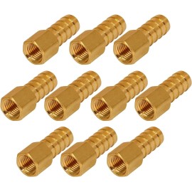 Highcraft Hose Barb x Female Reducing Adapter, 1/2" HB 1/4" FIP, Brass (10 Pack)
