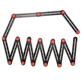 Multi Angle Aluminum Alloy Measuring Ruler, 16-Sided Angle Measurement Tool with Hole Punch Locator, Aluminum Alloy Multi-Function Angle Ruler (16-Sided)
