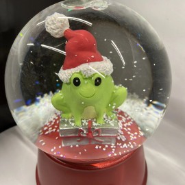 Target Wondershop Musical 2023 Snow Globe Cute Green Frog Santa Hat Plays Jingle Bells
