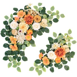 Odouzy Pack of 2 Wedding Arch Flowers, Faux Flowers, Wisteria Hanging Flowers, Flower Garland Be Suited to Aisle Decorations for Wedding Ceremony,Wedding Arches for Ceremony,Wedding Arch (Orange)